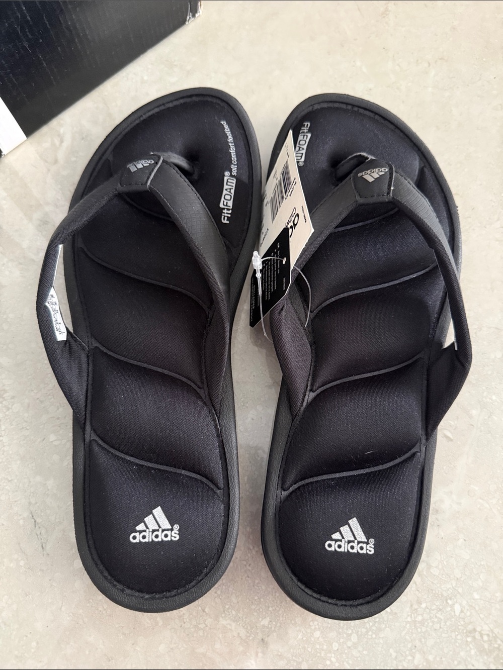 adidas Black Women’s FitFOAM™ Chilwyanda FF W Thong Flip Flops Slides Sz 7 NEW! - Picture 3 of 10